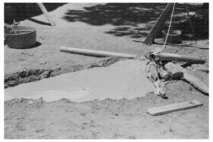 Woman Operating Water Well Drilling Tool Pie Town 1940