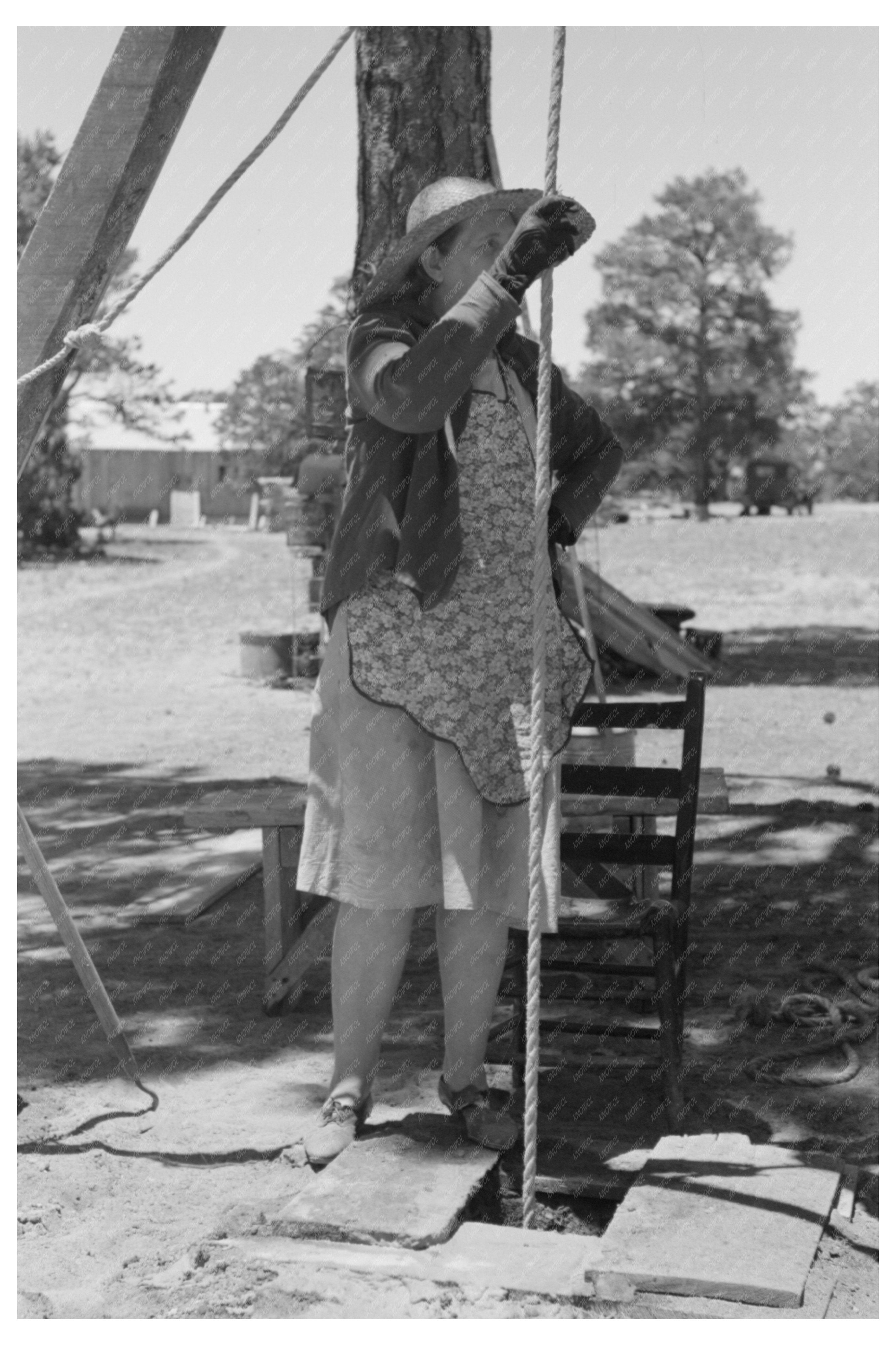 Woman Drilling Water Well in Pie Town New Mexico 1940