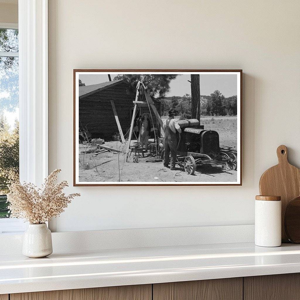 Farmer and Wife Drilling Water Well in New Mexico 1940