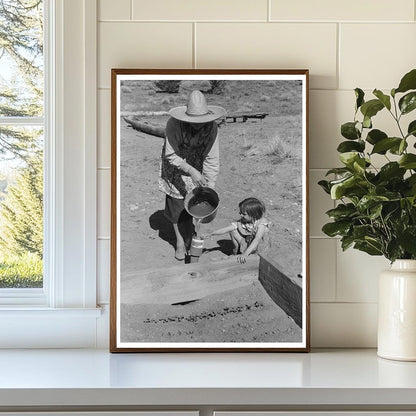 Mrs. Caudill and Daughter Gardening in Pie Town 1940