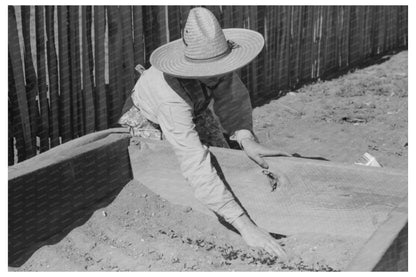 Mrs. Caudill in Frame Garden Pie Town New Mexico 1940