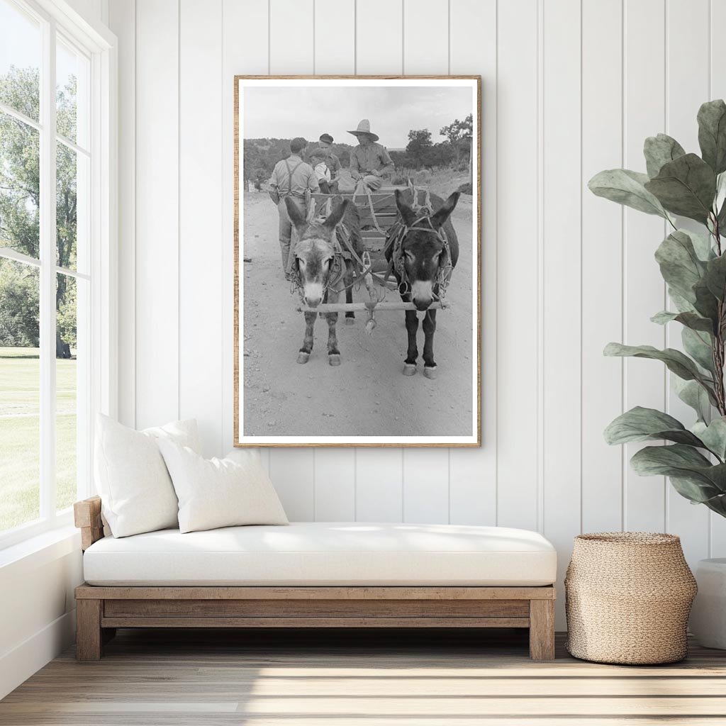 Mr. Leatherman and Children with Burro Cart Pie Town 1940