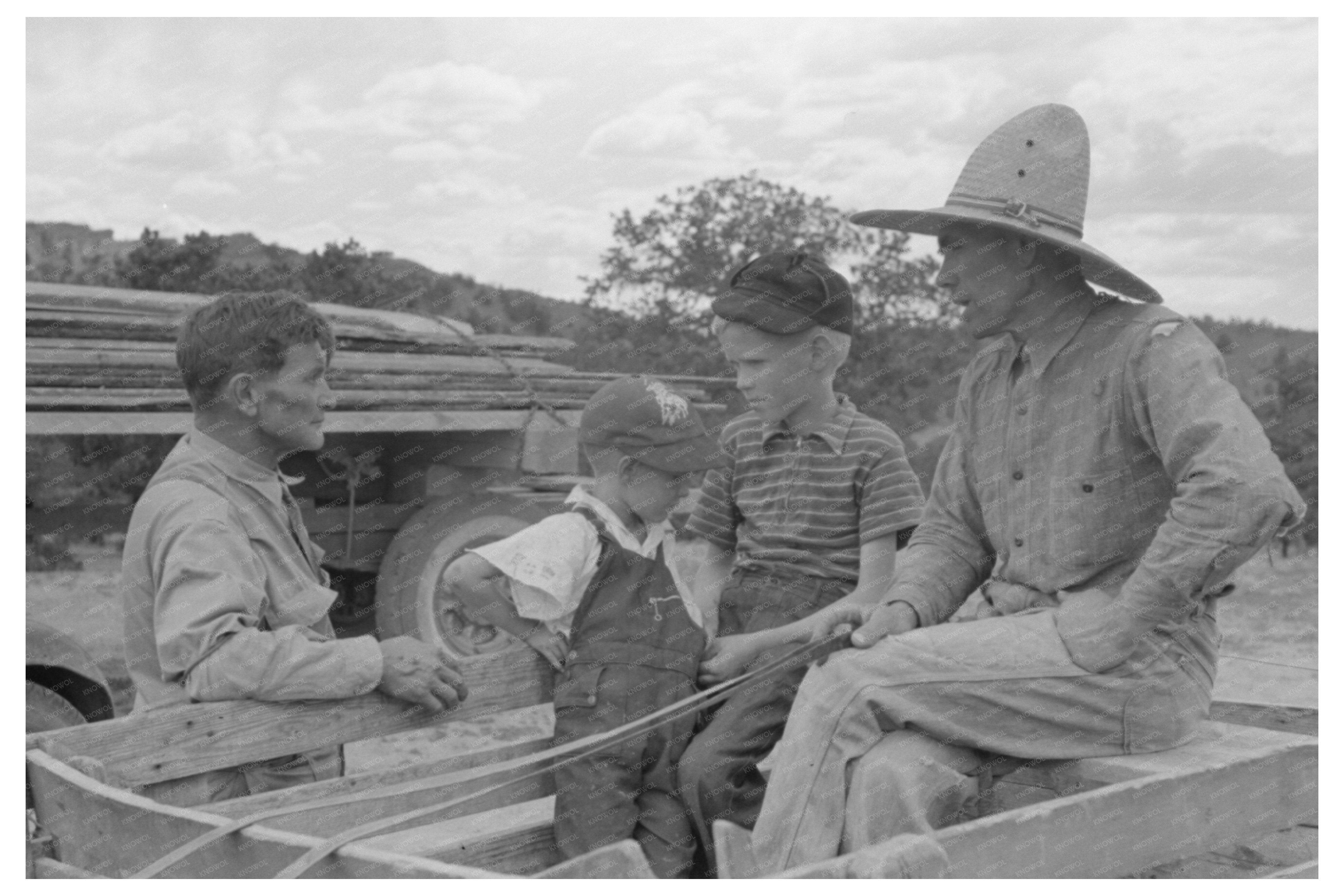 Mr. Leatherman with Burro Cart in Pie Town New Mexico 1940