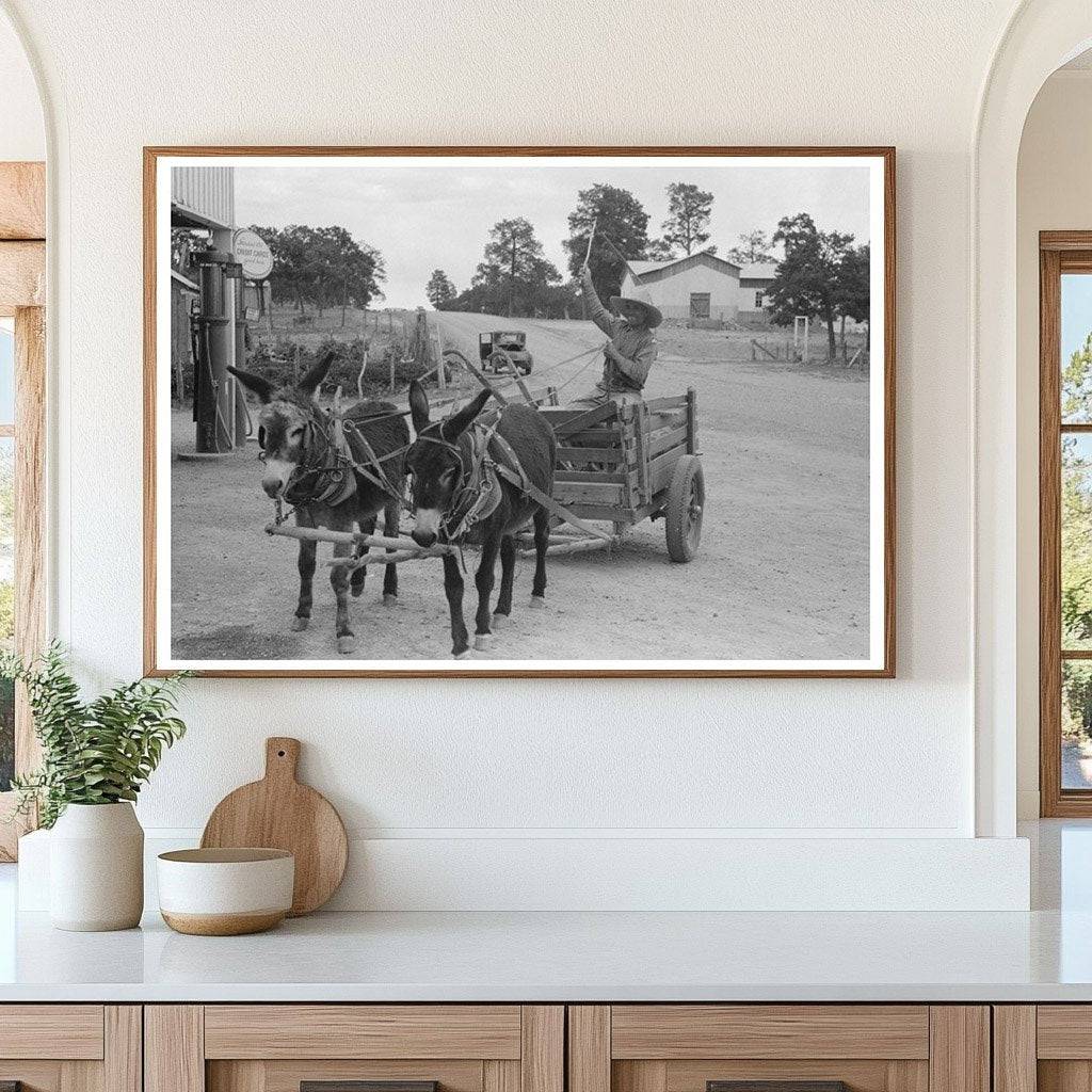 Mr. Leathermans Burro Cart at Filling Station June 1940