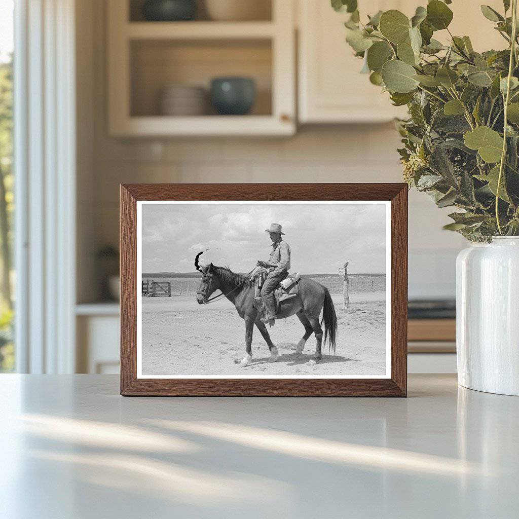 Cowboy with Spanish Cowpony in Pie Town New Mexico 1940