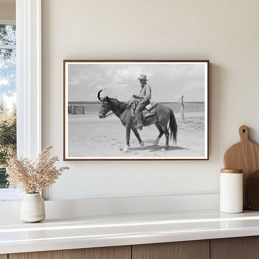 Cowboy with Spanish Cowpony in Pie Town New Mexico 1940