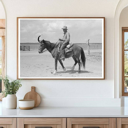 Cowboy with Spanish Cowpony in Pie Town New Mexico 1940