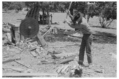 Farmer Chopping Wood in Pie Town New Mexico 1940