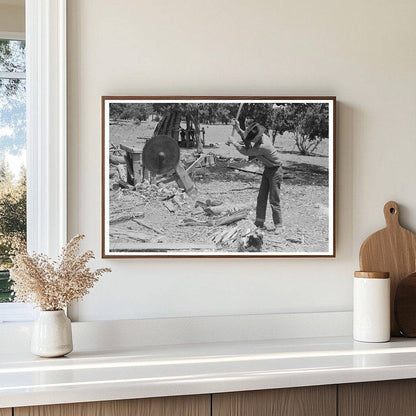 Farmer Chopping Wood in Pie Town New Mexico 1940