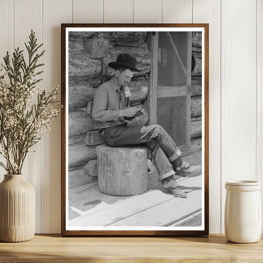 Farmer Rolling Cigarette in Pie Town New Mexico 1940