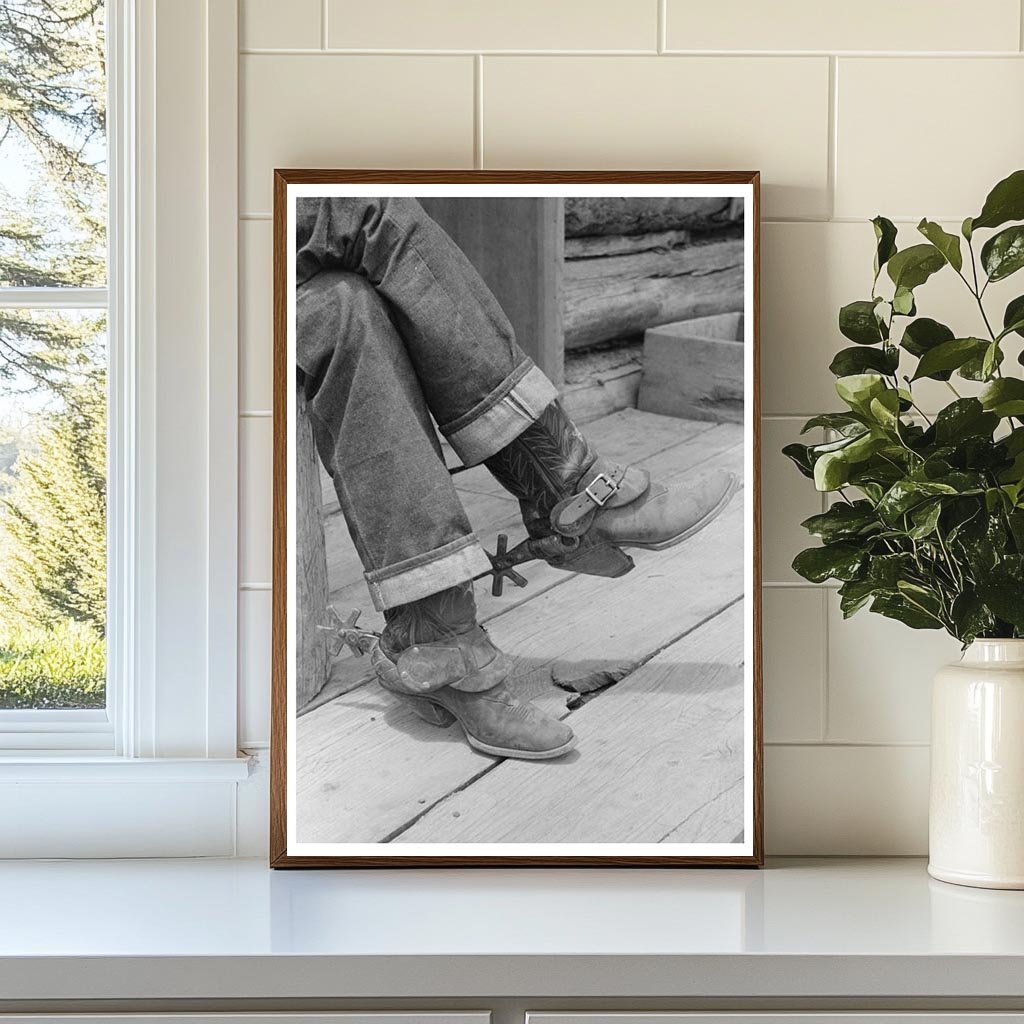 Cowboy Attire Detail Blue Jeans Boots Spurs 1940