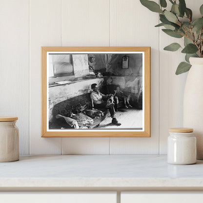Faro Caudill and Daughter in Dugout Home Pie Town 1940