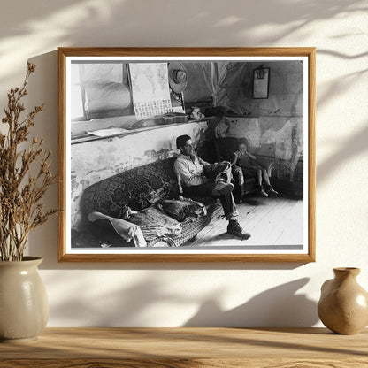 Faro Caudill and Daughter in Dugout Home Pie Town 1940