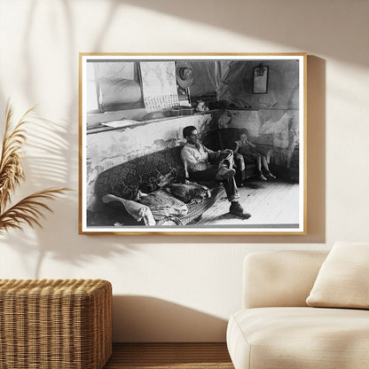 Faro Caudill and Daughter in Dugout Home Pie Town 1940