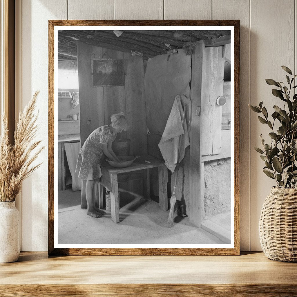 1940 Vintage Photo of Girl Washing Hands in Pie Town NM