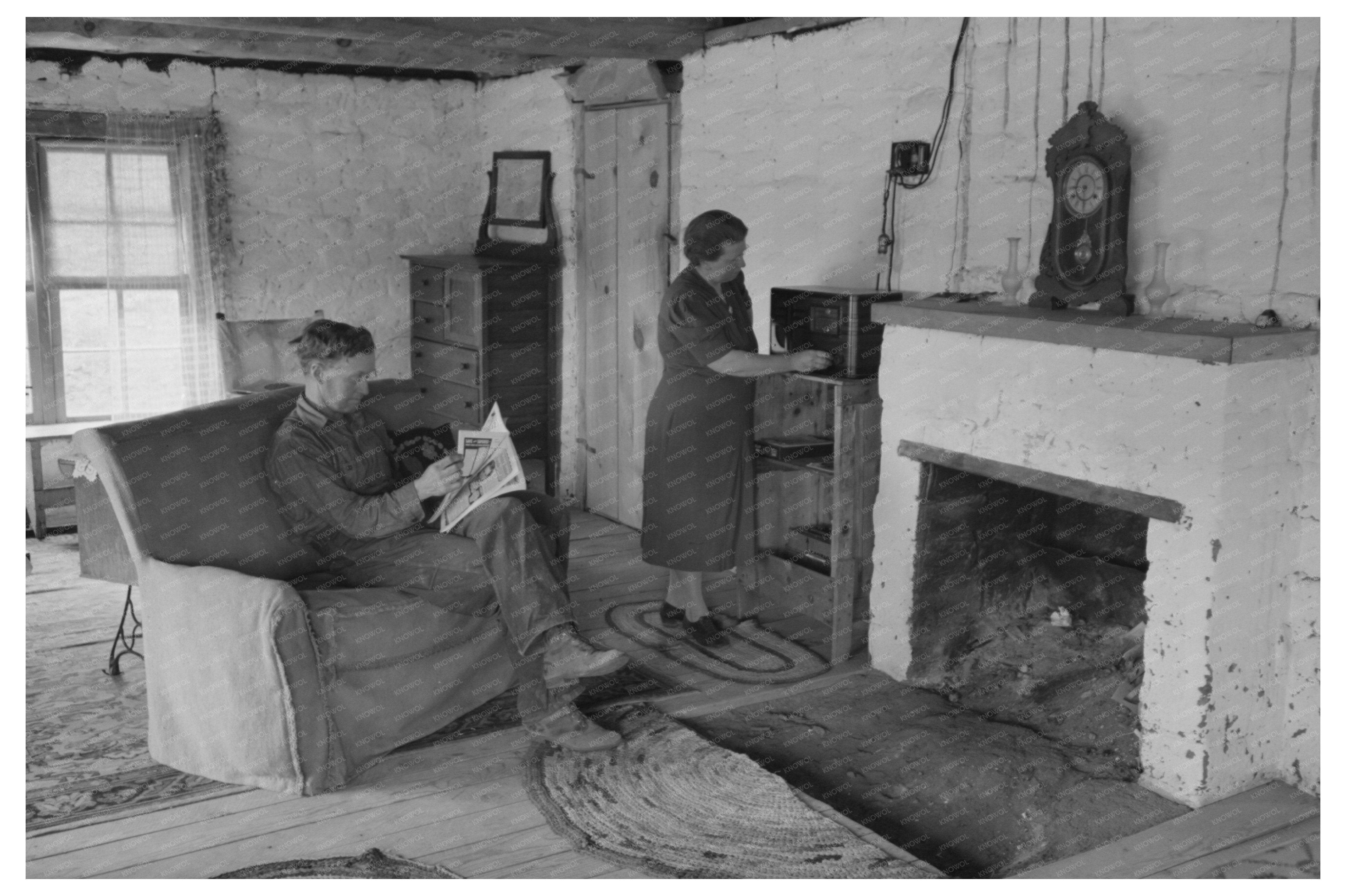 Homesteader Couple in Adobe House Pie Town NM 1940