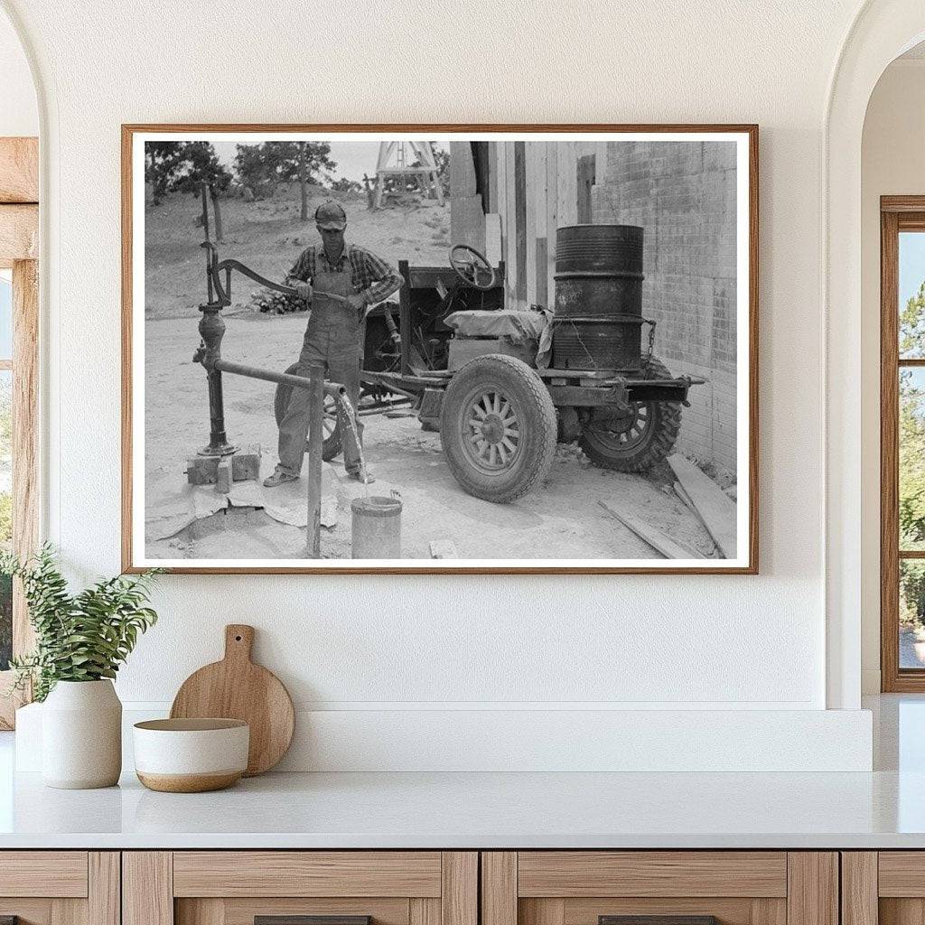 Homesteader Pumps Water in Pie Town New Mexico 1940