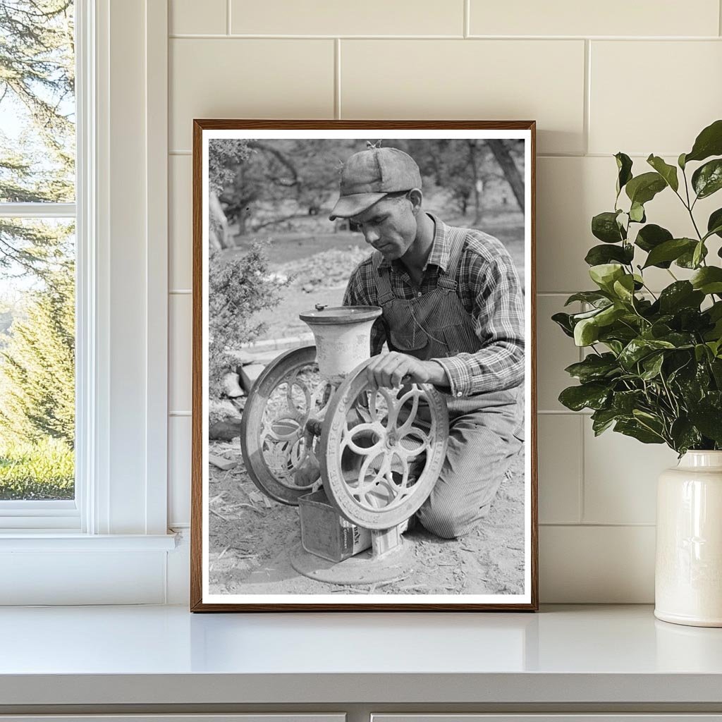 Grinding Pinto Beans for Chicken Feed in Pie Town 1940