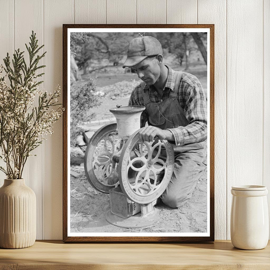 Grinding Pinto Beans for Chicken Feed in Pie Town 1940