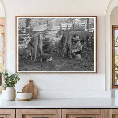 Mrs. Caudill Milking a Cow in Pie Town New Mexico 1940