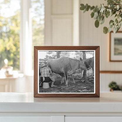 Mrs. Caudill Milking a Cow Pie Town New Mexico 1940