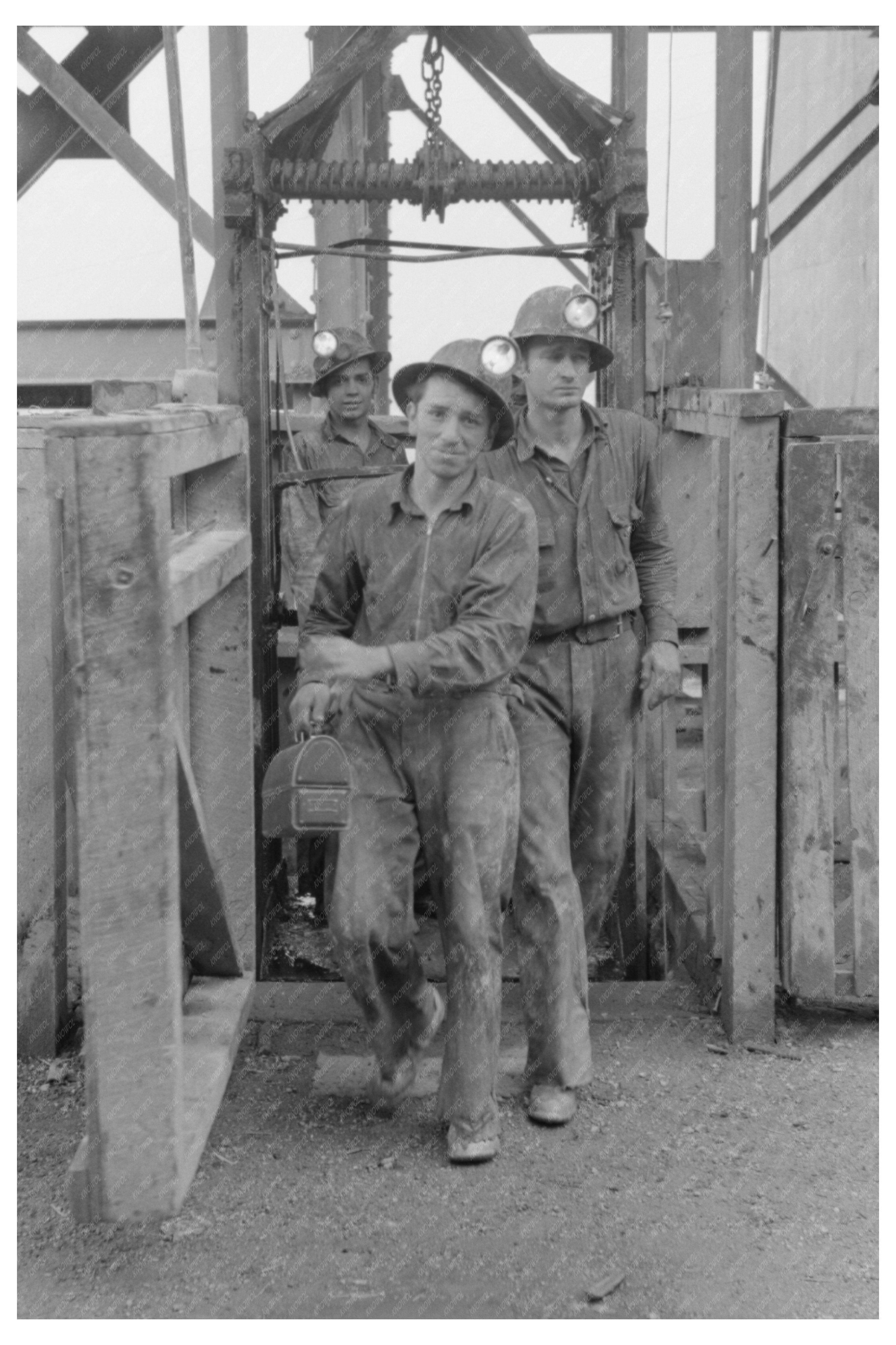 Miners Exiting Cage at Gold Mine Mogollon New Mexico 1940