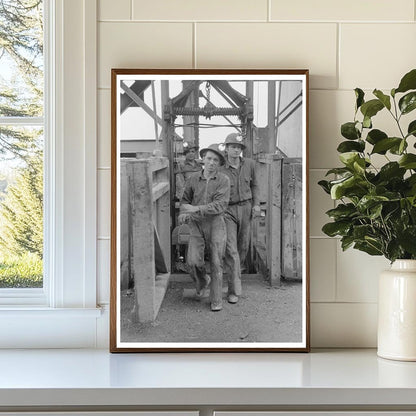 Miners Exiting Cage at Gold Mine Mogollon New Mexico 1940