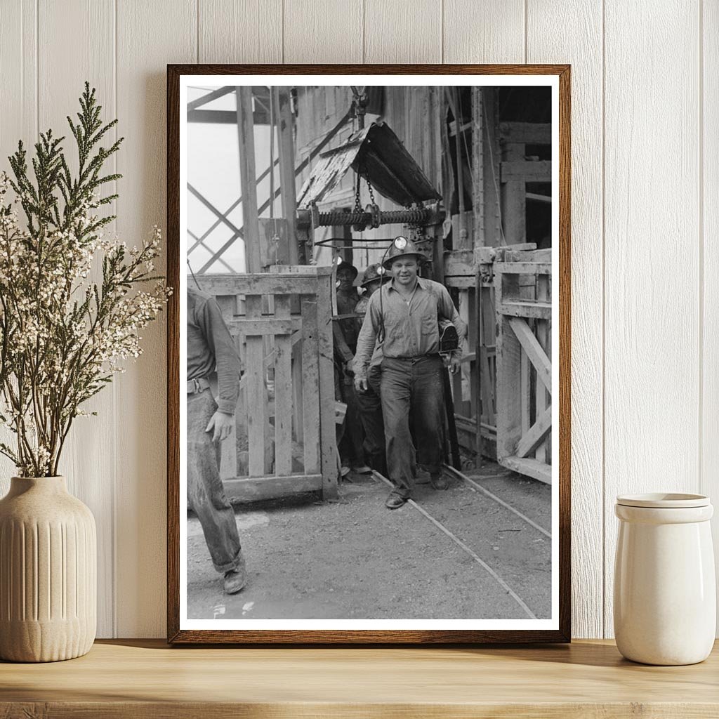 Miners Exiting Cage in Mogollon New Mexico June 1940