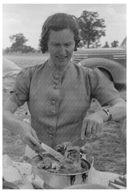 Mrs. Leatherman Prepares Chicken in Pie Town New Mexico 1940