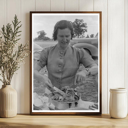 Mrs. Leatherman Prepares Chicken in Pie Town New Mexico 1940