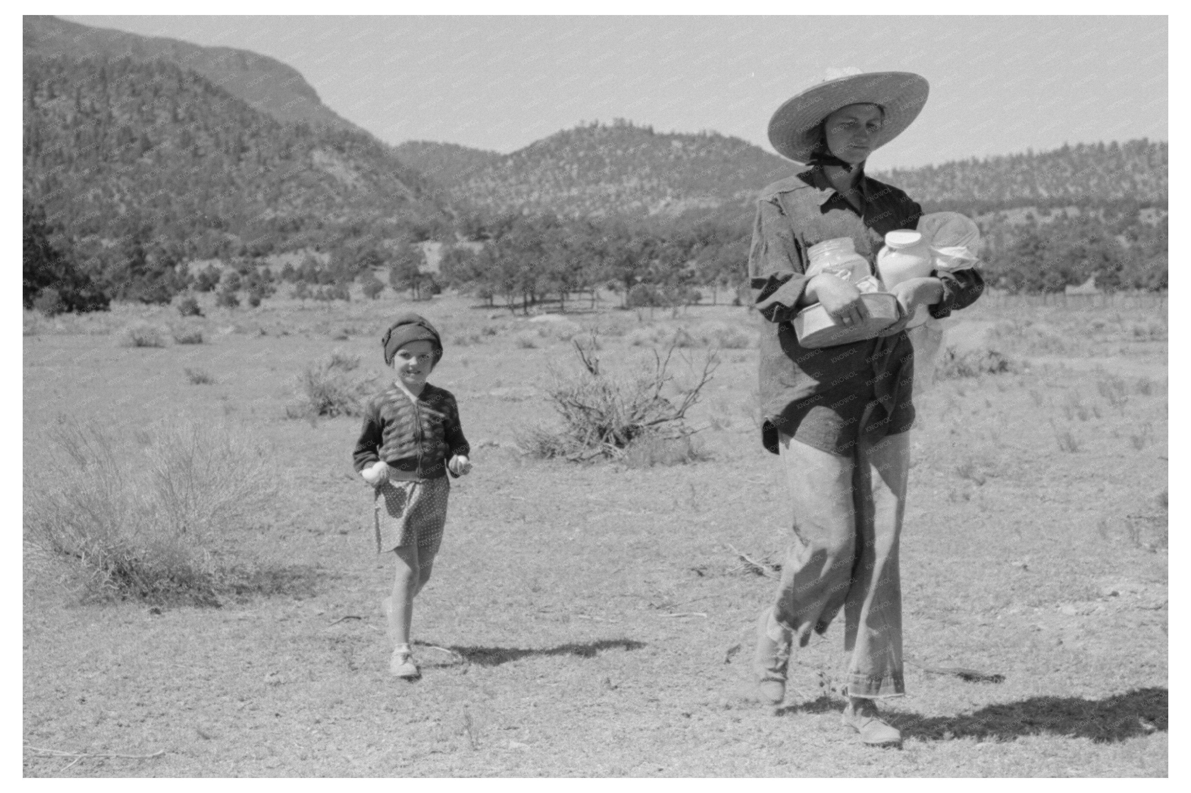 Mrs. Caudill and Daughter Moving into Dugout 1940