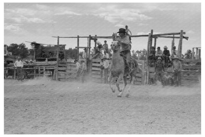 Calf Roping Rodeo Event in Quemado New Mexico 1940