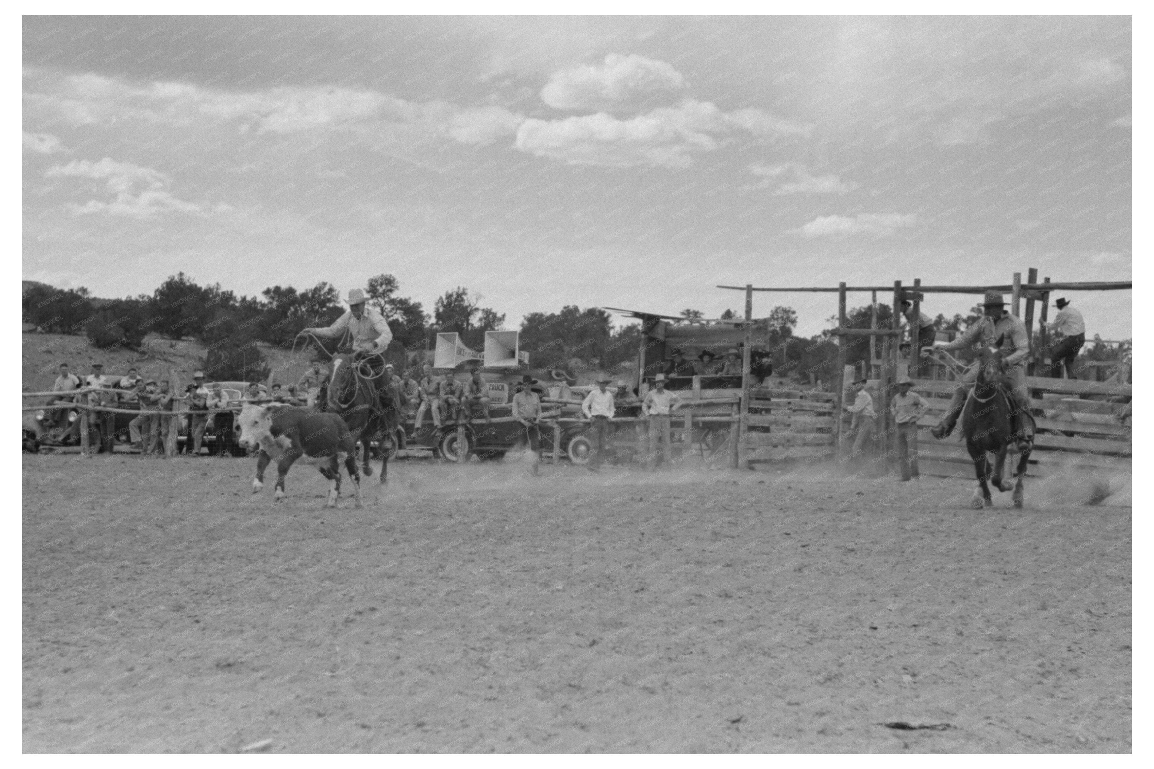 Calf Roping at Quemado Rodeo New Mexico June 1940