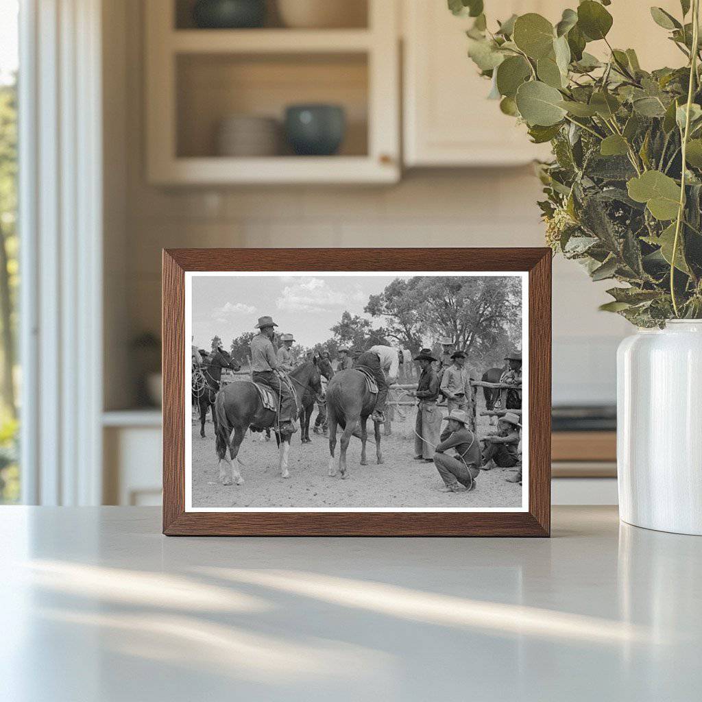 Cowboys on Horseback at Quemado Rodeo June 1940