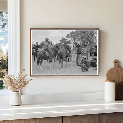 Cowboys on Horseback at Quemado Rodeo June 1940