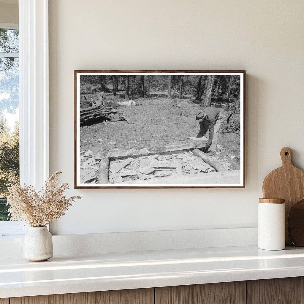 Worker Preparing Log for Hewing in Pie Town 1940