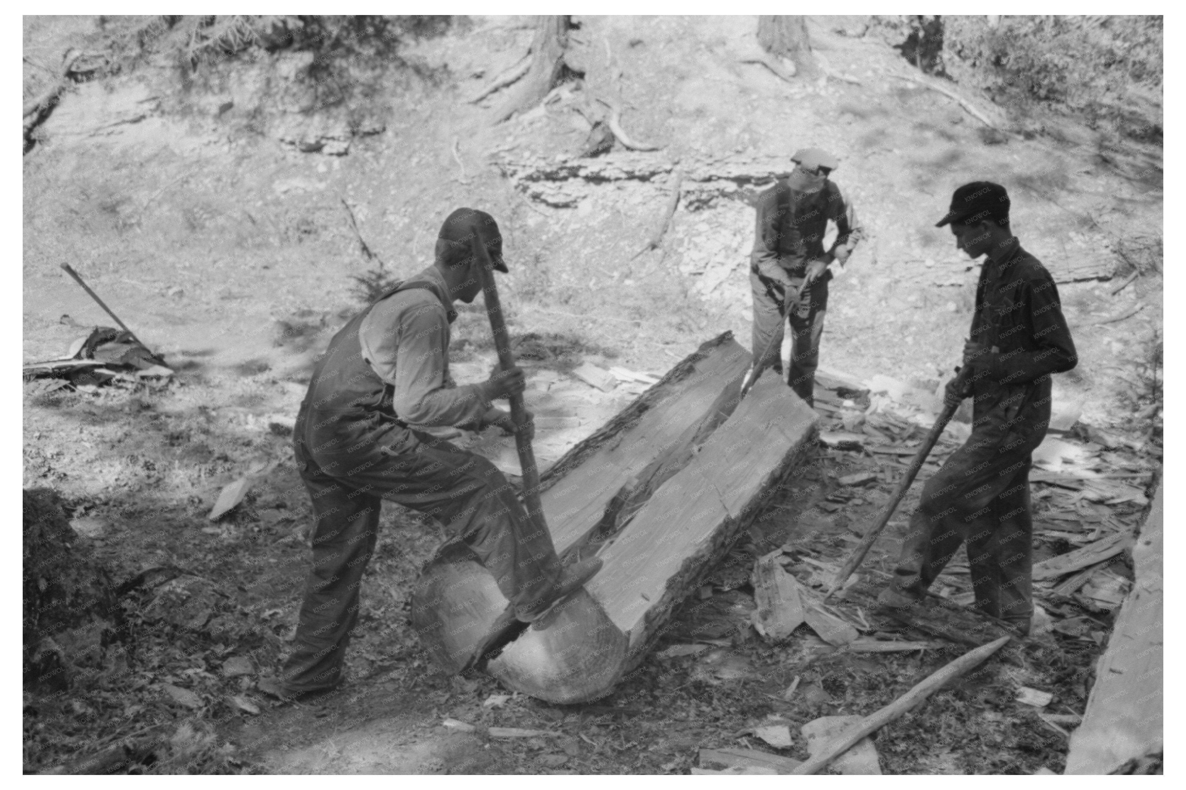 Log Splitting at Tie-Cutting Camp Pie Town New Mexico 1940