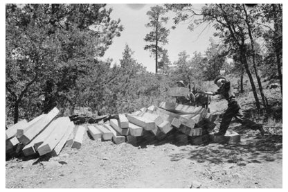 Vintage 1940 Timber Ties Loading in Pie Town New Mexico