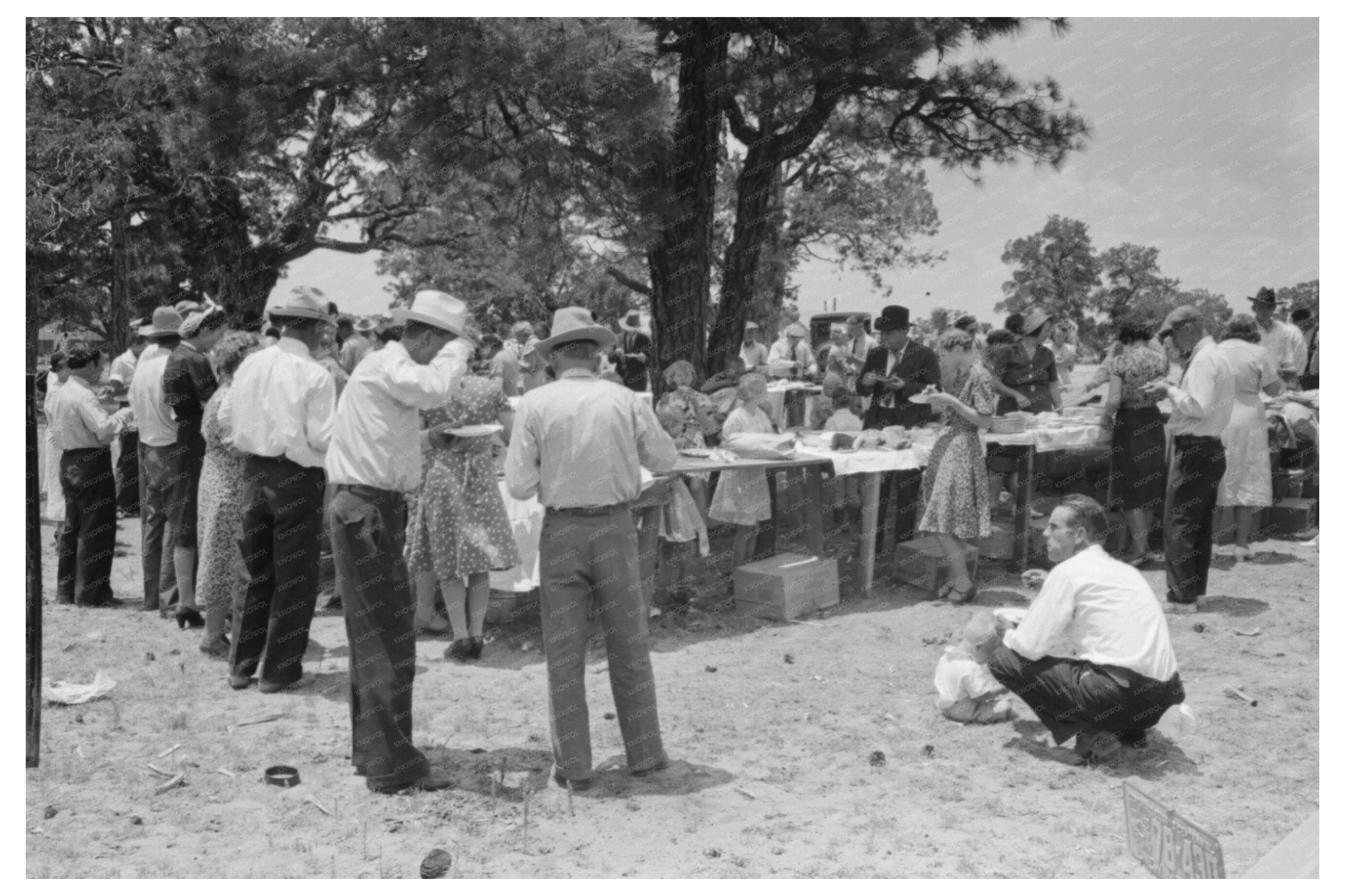 Community Dinner at Picnic Tables in Pie Town New Mexico 1940