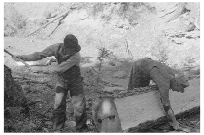 Tie Workers Splitting Pine Logs in Pie Town New Mexico 1940