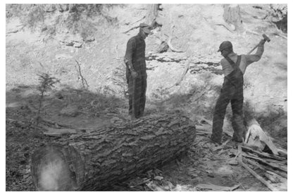 Tie Cutter Hewing Timber in Pie Town New Mexico 1940