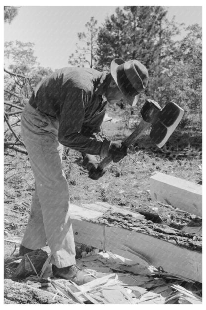 Laborer Hewing Ties with Broad Axe Pie Town New Mexico 1940