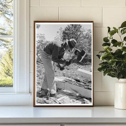 Laborer Hewing Ties with Broad Axe Pie Town New Mexico 1940