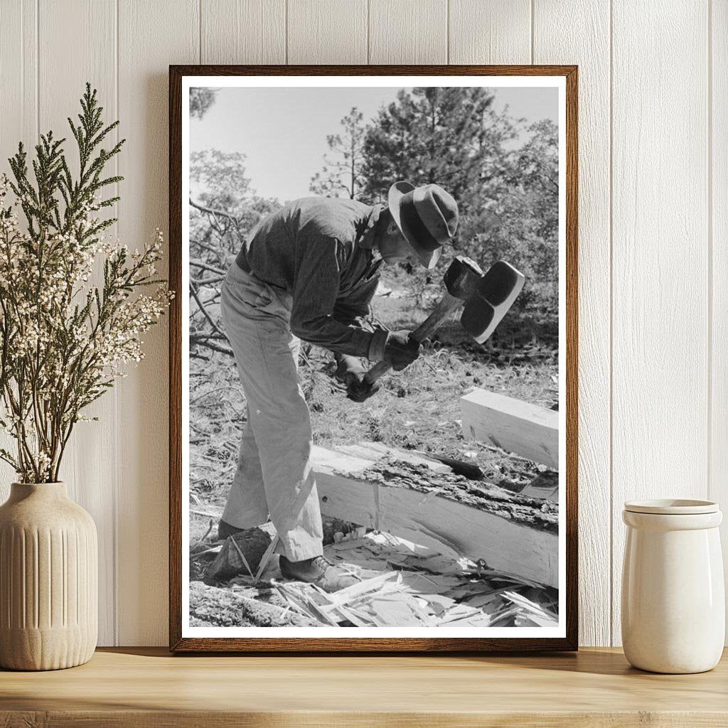 Laborer Hewing Ties with Broad Axe Pie Town New Mexico 1940