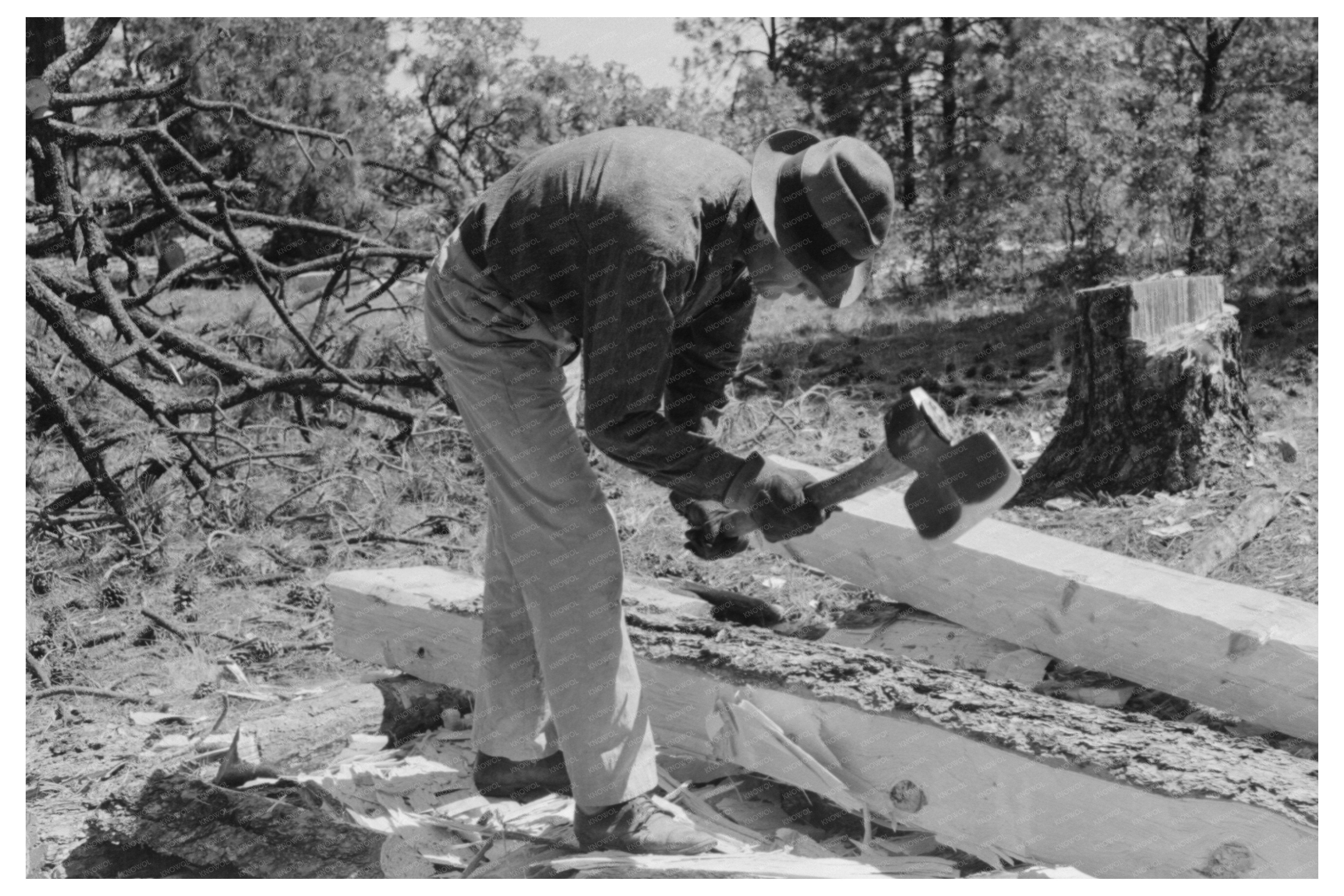 Hewing Ties in Pie Town New Mexico June 1940