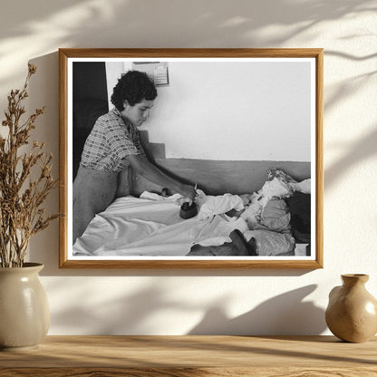 Vintage 1940 Photo of Farmers Daughter Ironing in New Mexico