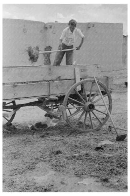 Spanish-American Woman Pitching Straw in Chamisal 1940