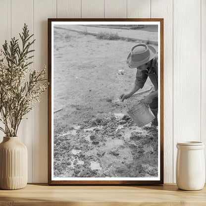 Spanish-American Man Mixing Plaster Chamisal New Mexico 1940