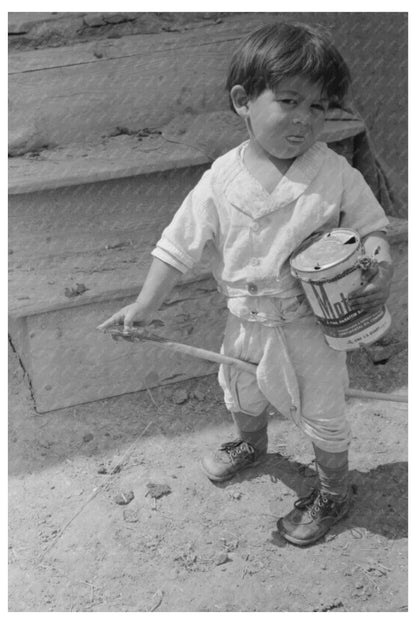 Spanish-American Boy Playing in Chamisal New Mexico 1940