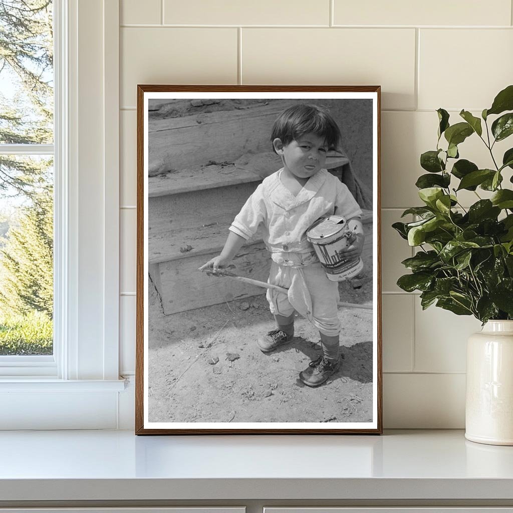 Spanish-American Boy Playing in Chamisal New Mexico 1940